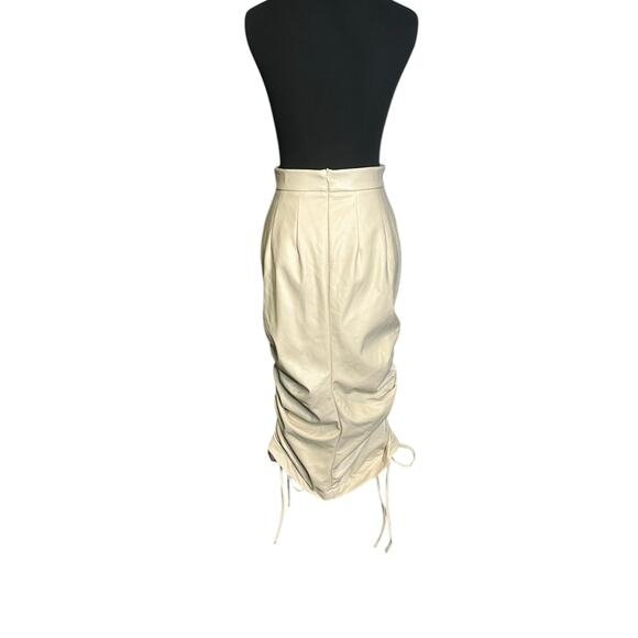 The Brand Label tan faux leather ruched midi skirt size small - Picture 14 of 16
